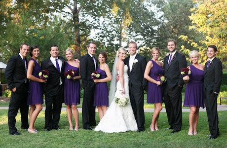 ivory and red and purple wedding party