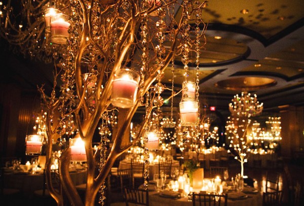 wedding centerpieces with branches and candles
